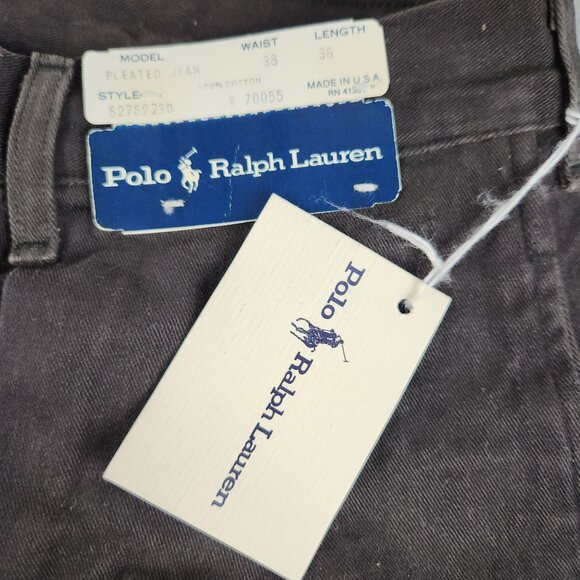Vintage Polo Ralph Lauren Pleated Jean Pants Men's 38x36 USA 80's Deadstock NWT - Picture 6 of 11